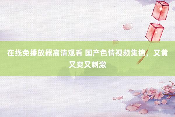 在线免播放器高清观看 国产色情视频集锦，又黄又爽又刺激