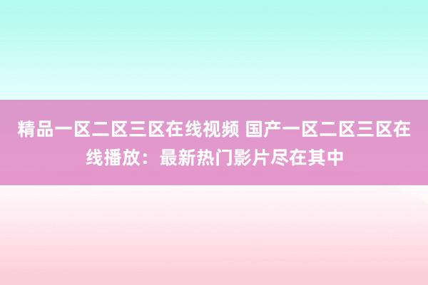 精品一区二区三区在线视频 国产一区二区三区在线播放：最新热门影片尽在其中